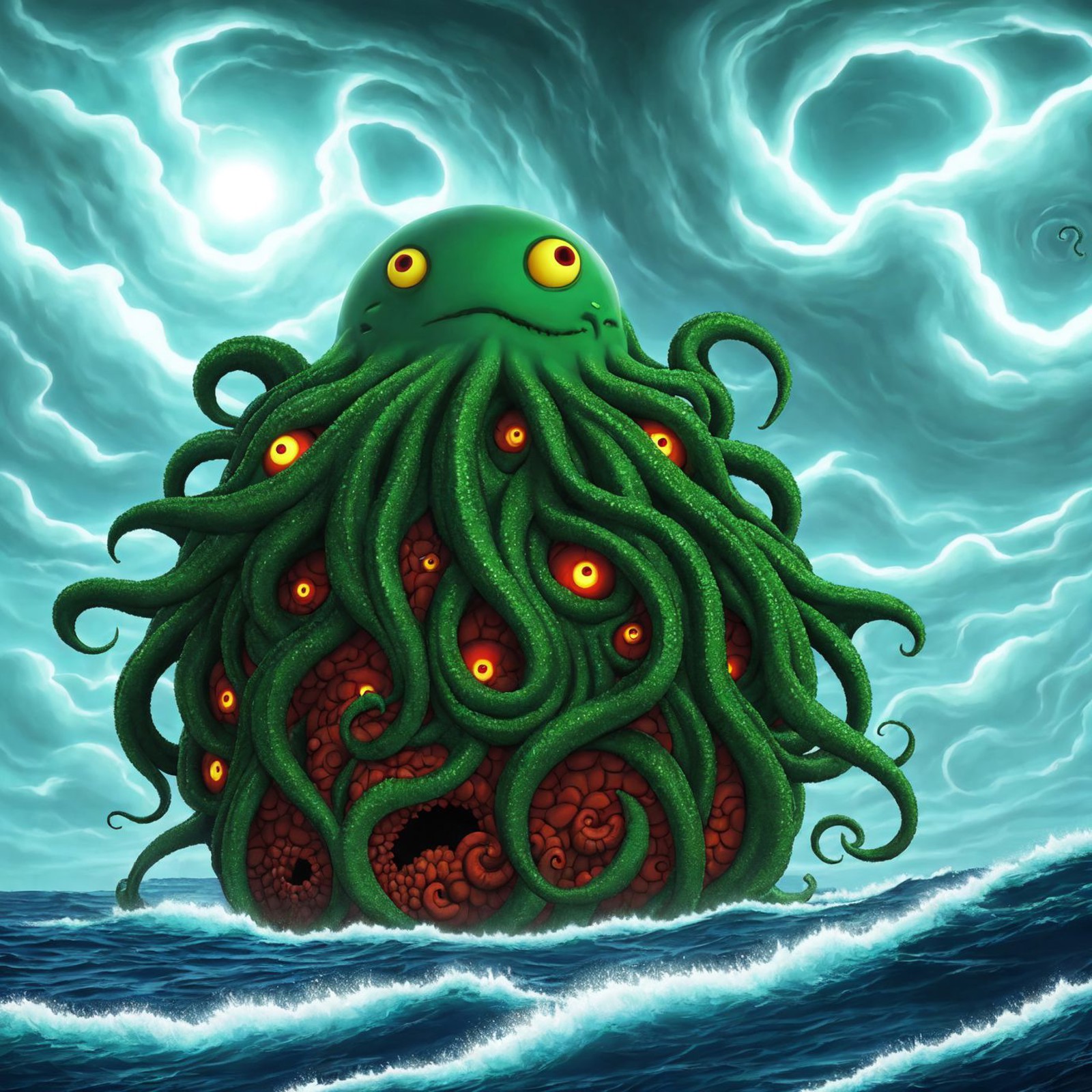 00032-20230531093103-559-Cthulhu rising from the sea in a great storm, based on H.P Lovecraft stories, Naoto Hattori.jpg